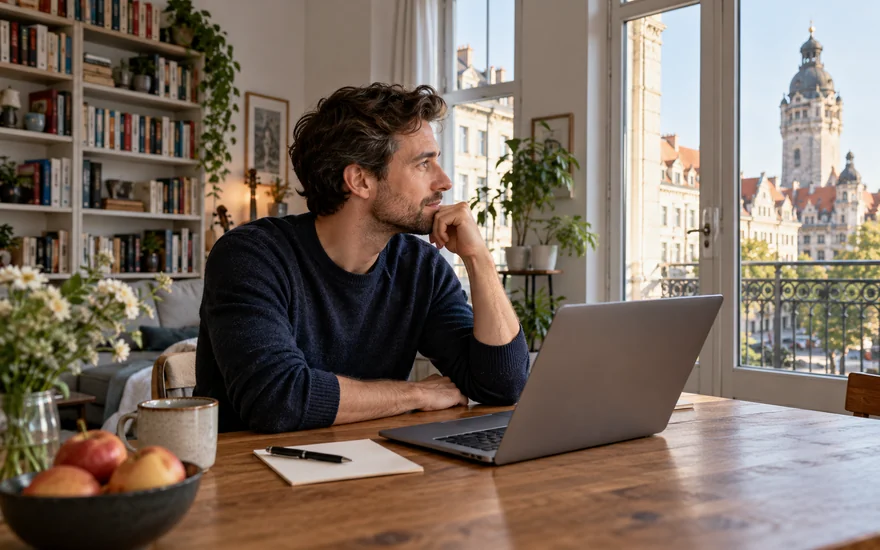 22BET aktionscode: Laptop und gefaltete Notiz auf einem Tisch in einer Leipziger Wohnung.